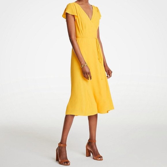 NWOT Marigold Flutter Sleeve Wrap Dress - Picture 10 of 11